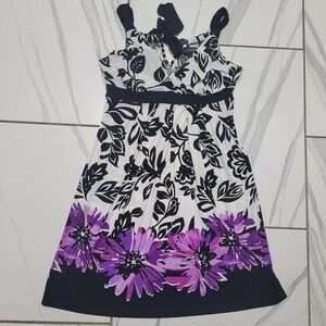 y2k black & purple floral dress part office Size 8